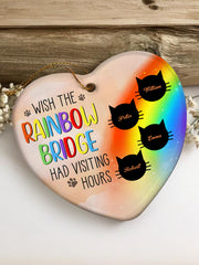 Personalised Heart Cat Memorial Ornament - Rainbow Bridge Visiting Hours Keepsake