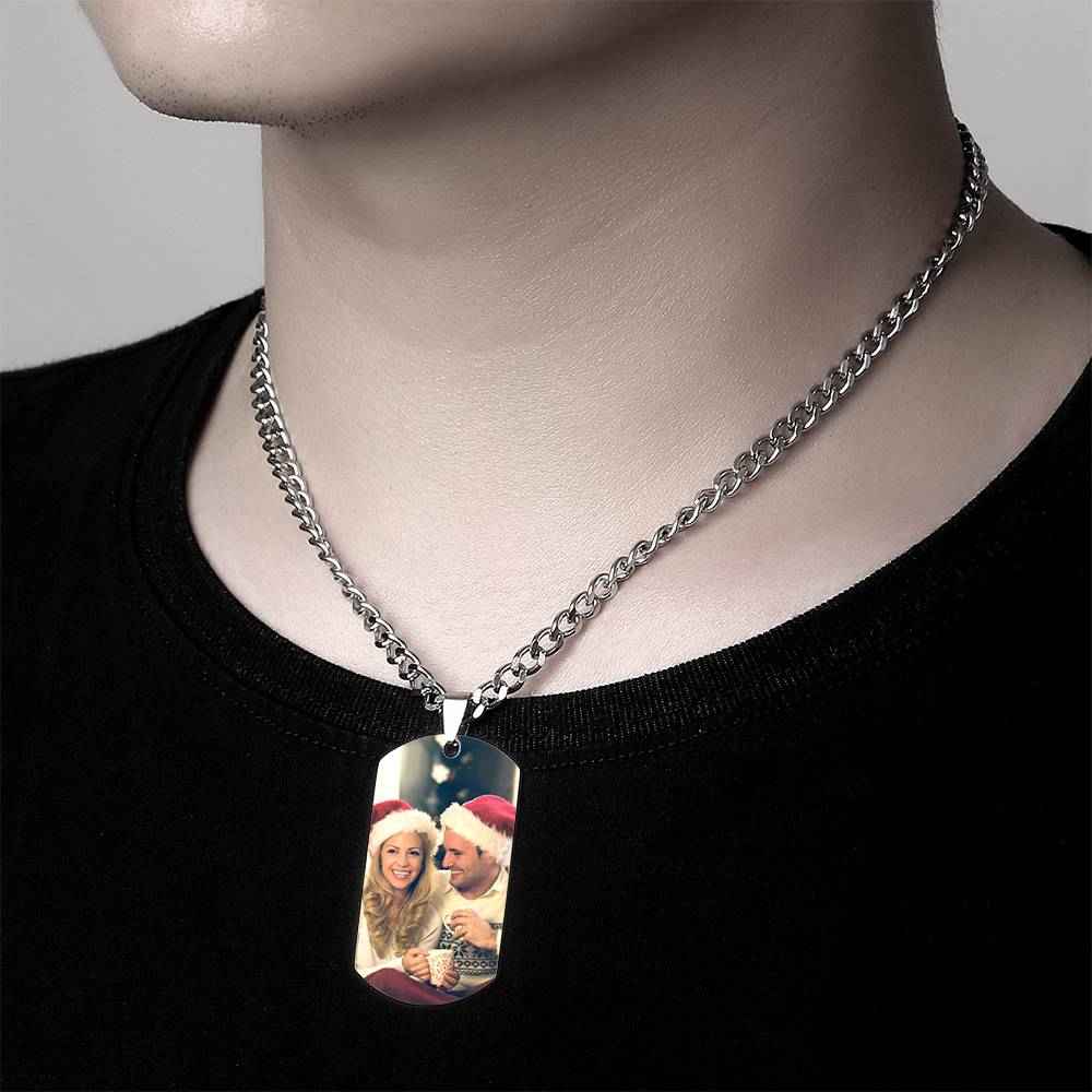 Personalised Engraved Military Dog Tags Photo Necklace For Men