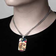 Personalised Engraved Military Dog Tags Photo Necklace For Men