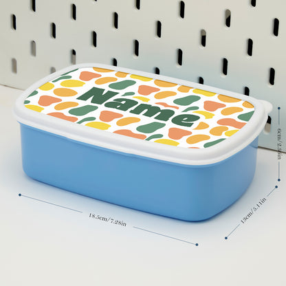 Scale view of personalised kids lunch box with dimensions 18.5 × 13 × 6 cm — compact school lunch box for packed lunches