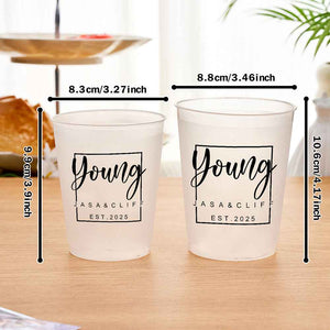 Personalized Disposable Plastic Cups with 12oz or 16oz for Wedding Party Supplies Gift for Couple