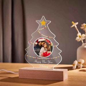 Christmas Family Tree Photo Night Light Custom Engraved 3D Lamp 7 Colors Acrylic Night Light Christmas Day Gifts