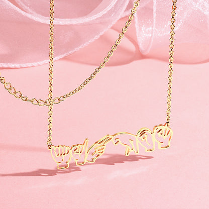 Personalised ASL Necklace - Custom Sign Language Jewelry Gift for Hearing Impairment