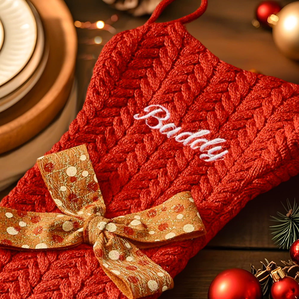 Personalised Dog Bone Christmas Stocking - Custom Name Gift for Puppy Lovers