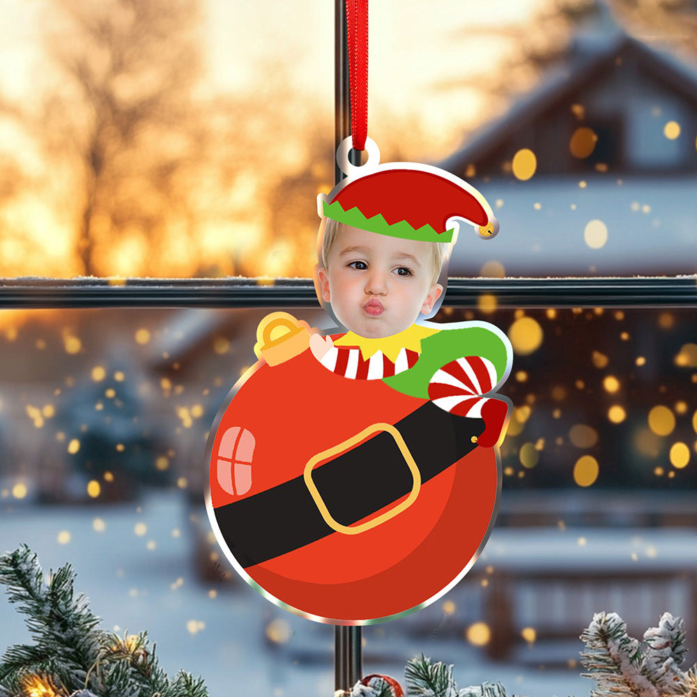 Personalised Baby Elf Christmas Ornament with Photo - First Christmas Keepsake