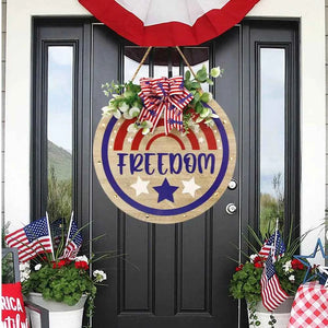 Welcome Door Sign 4th of July Independence Day Decorations Front Door Hanger Gifts