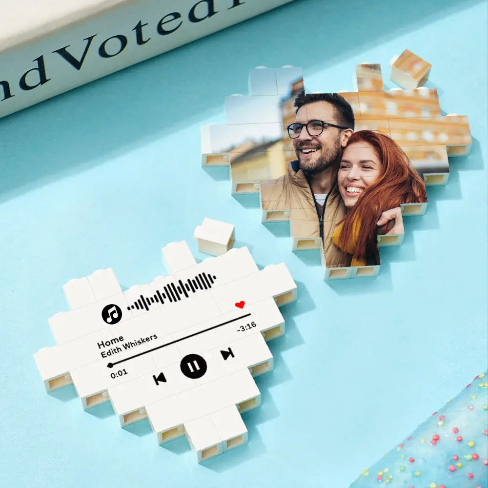 Personalised Heart Photo Building Blocks | Custom Printed Gift Puzzle