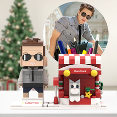 Personalised Christmas Brick Figure Pen Holder | Custom Pet & People Desk Organiser