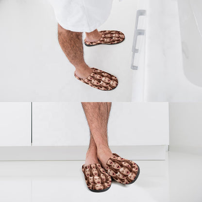 Non-slip waterproof rubber sole of personalised photo cosy slippers with textured base safe for wood and tile floors