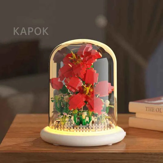 Kapok Flower Bouquets DIY Flower Building Set Perfect Birthday Gift with Dust Cover Valentines Gift
