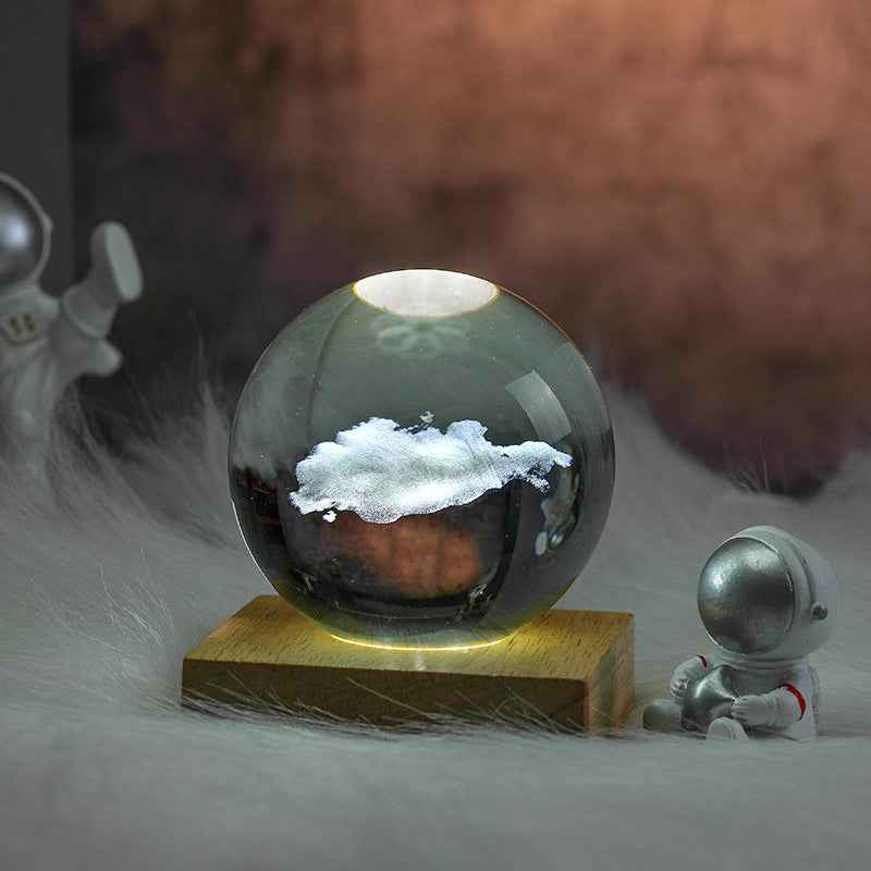 3D Laser Engraved Crystal Ball Night Light