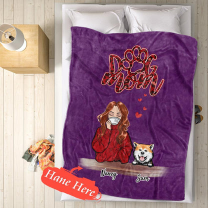 Personalised Name Dog Mum Fleece Blanket - Custom Pet Number Blanket