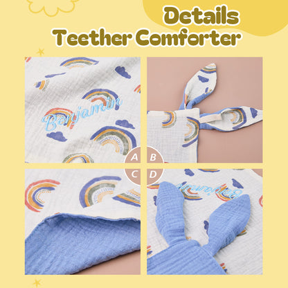 Soft, breathable cotton weave of the baby comforter.