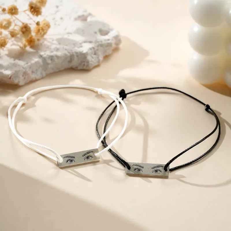 Custom Engraved Bracelet With Eyes Photo Eyes of Love Bracelet