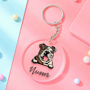 Custom Dog & Name Keychain Acrylic Keyring Gifts for Dog Owner Lover