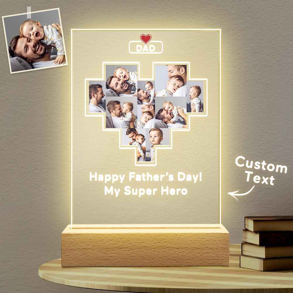 Father's Day Gift Custom Photo Plaque Personalized Glass Nightlight Gift