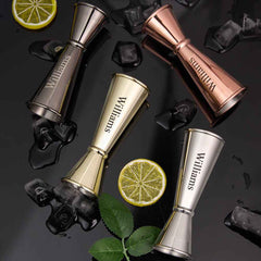 Personalized Engraved Text Stainless Steel Cocktail Jigger Measurements Gift for Bartender