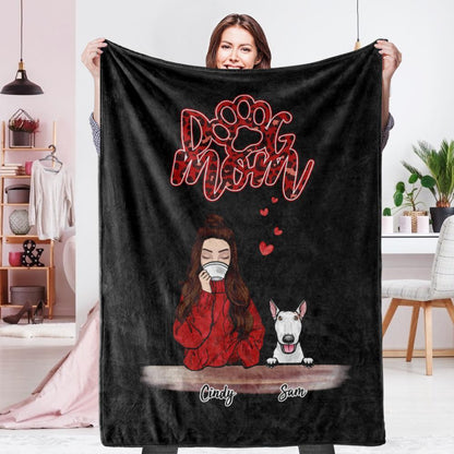 Personalised Name Dog Mum Fleece Blanket - Custom Pet Number Blanket
