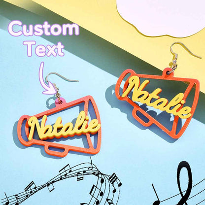 Personalized 3D Printed Earrings Megaphone Earrings with Name Gift for Cheerleading Enthusiasts