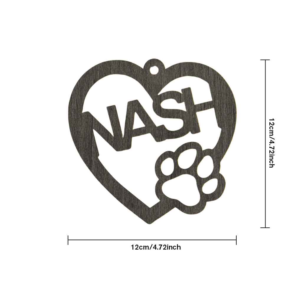 Personalized Wood Heart Dog Paw Name Christmas Ornament