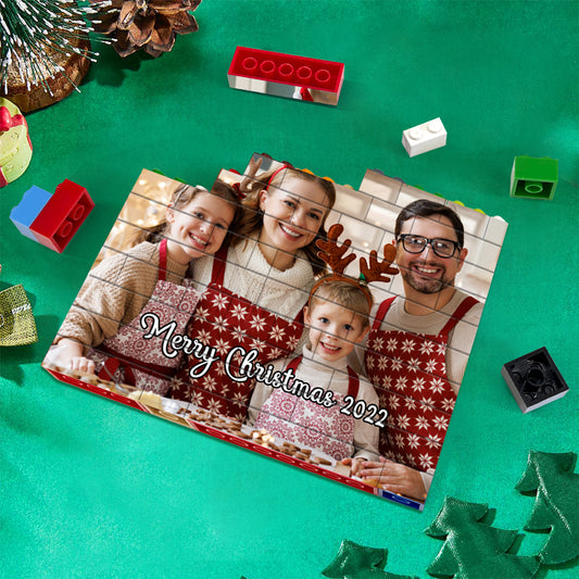 Personalised Photo Building Brick showing a single custom-printed portrait on waterproof PVC — high-quality personalised photo building bricks for custom memorial gifts