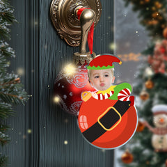 Personalised Baby Elf Christmas Ornament with Photo - First Christmas Keepsake
