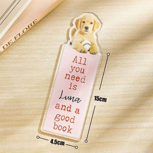 Personalized Acrylic Bookmark with Pet Photo Name Gift for Cat Dog Owner Book Lovers