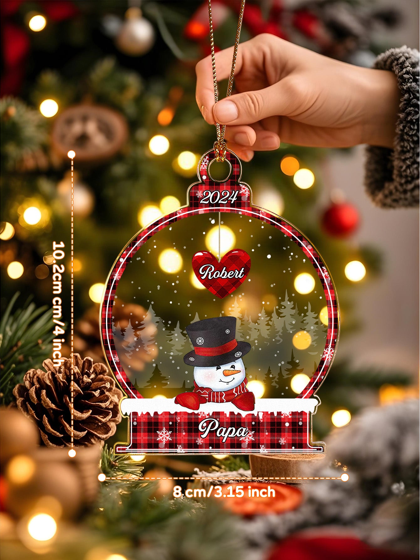 Personalised Snowman Family Christmas Ornament - Custom Name Keepsake Gift