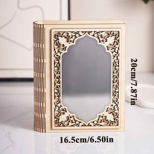Personalized Mirror Photo Frame Grimoire Shape Light Gift for Book Lovers