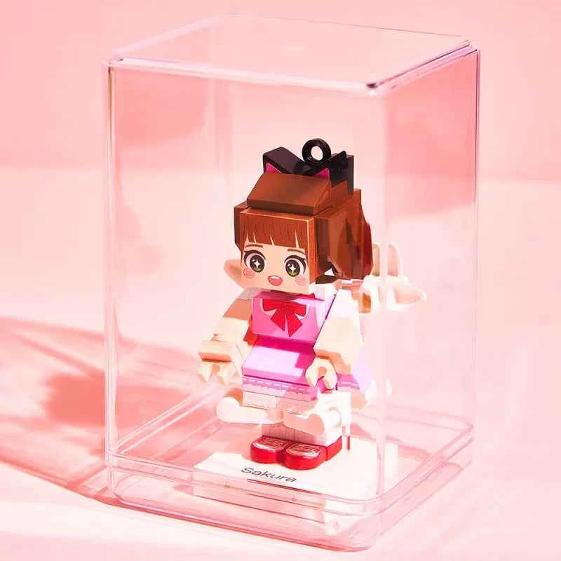 Personalized Mini Fully Body 1 Person Brick Figure with Engraved Text Keychain and Bag Charm Gift