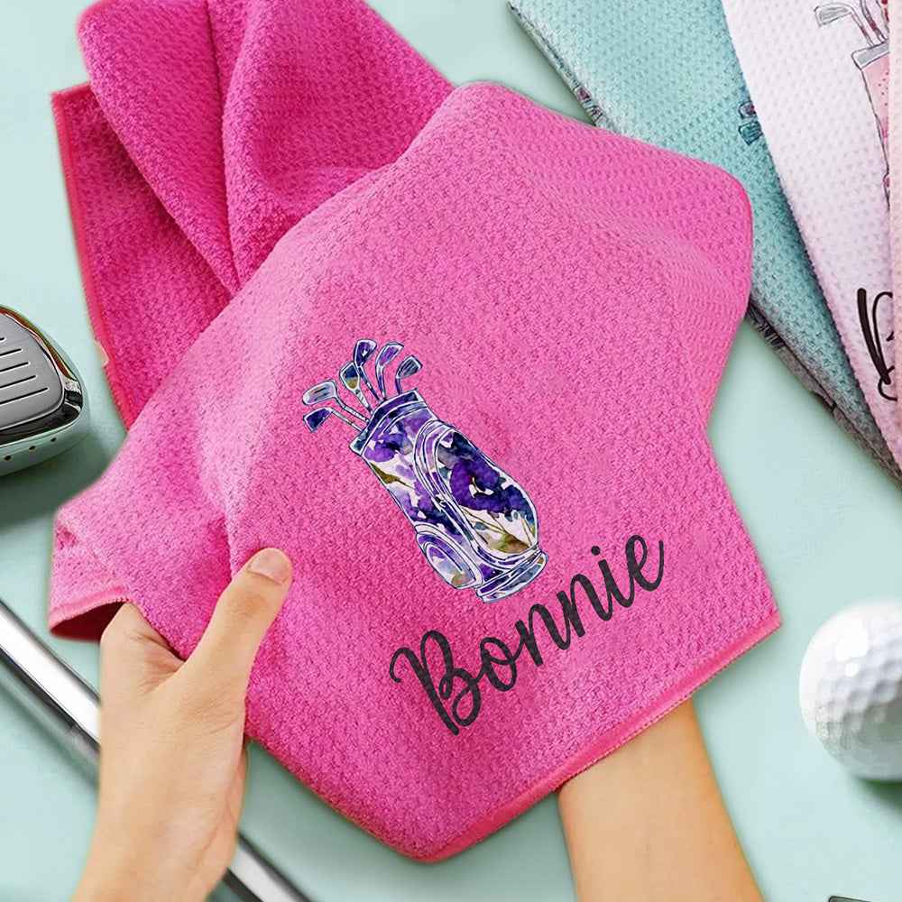 Personalized Golf Towel with Hanging Clip Golfing Clubs Golf Towel Gift for Golf Lovers