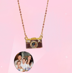 Personalised Brown Camera Photo Projection Necklace - Handmade Memorial Gift