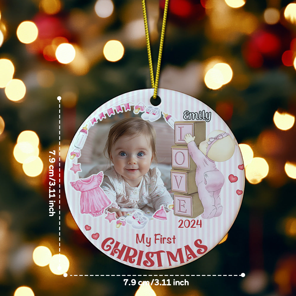 Personalised Baby's First Christmas Photo Ornament - Ceramic Keepsake Gift