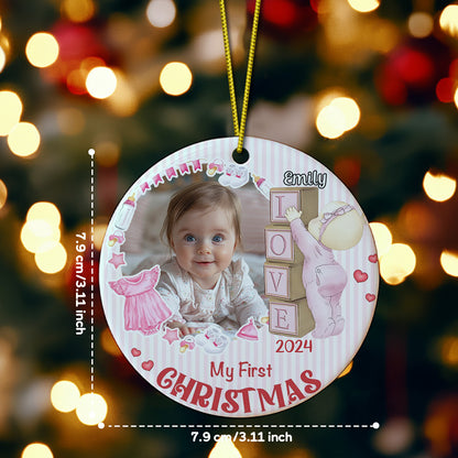 Personalised Baby's First Christmas Photo Ornament - Ceramic Keepsake Gift