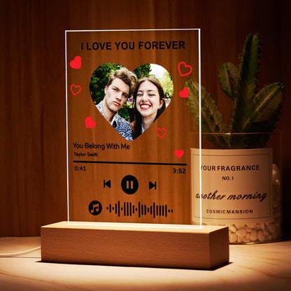 Personalised 'I Am In Love' Music Code Plaque - Custom Acrylic Photo Panel with Scannable Music