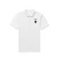 Close-up of knitted elastic fabric texture — 100% polyester moisture-wicking, breathable and light-stretch material for a comfortable men's golf polo