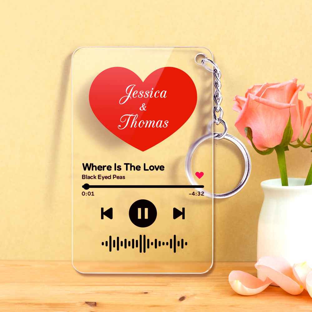 Custom Printed Heart Scannable Code Music Acrylic Song Plaque Keychain