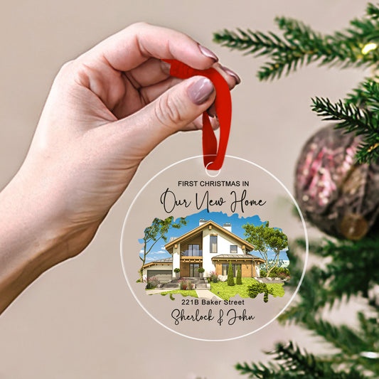 Personalised New Home Photo Hanging Ornament - Custom Watercolour Housewarming Gift