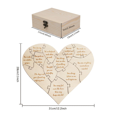 Personalised Wooden Love Puzzle Box with Engraved Reasons - Unique Anniversary Gift