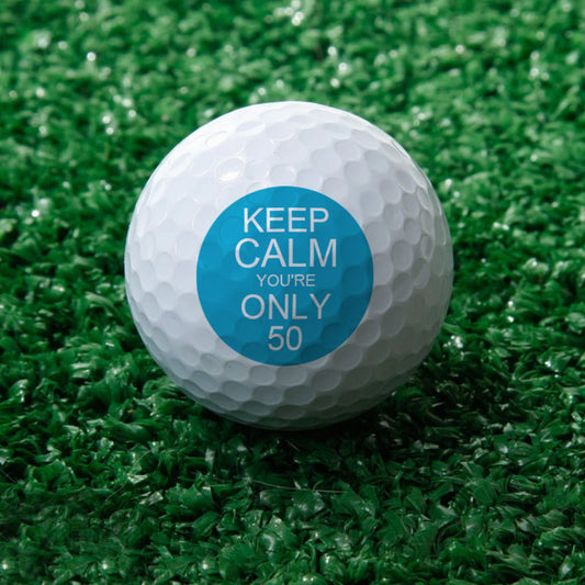 Personalised age golf ball with printed 60 and name — custom birthday golf ball gift, white dimpled rubber, UV printed keepsake