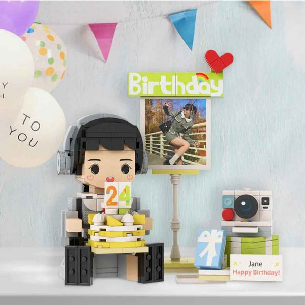 Full-body Custom 1 Person Brick Figures with Photo and Name Best Birthday Gift for Him