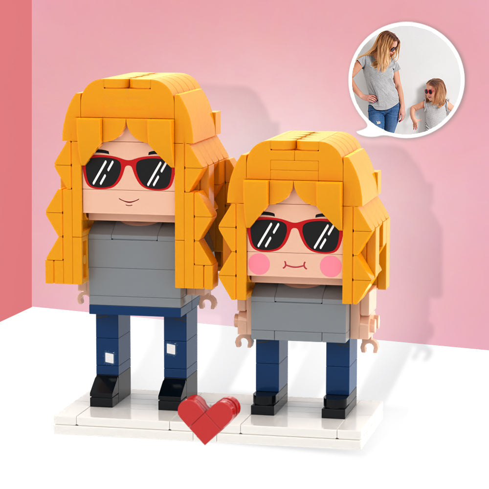 Mother's Day Gifts Customizable Fully Body 2 People Custom Brick Figures - PhotoOnGifts