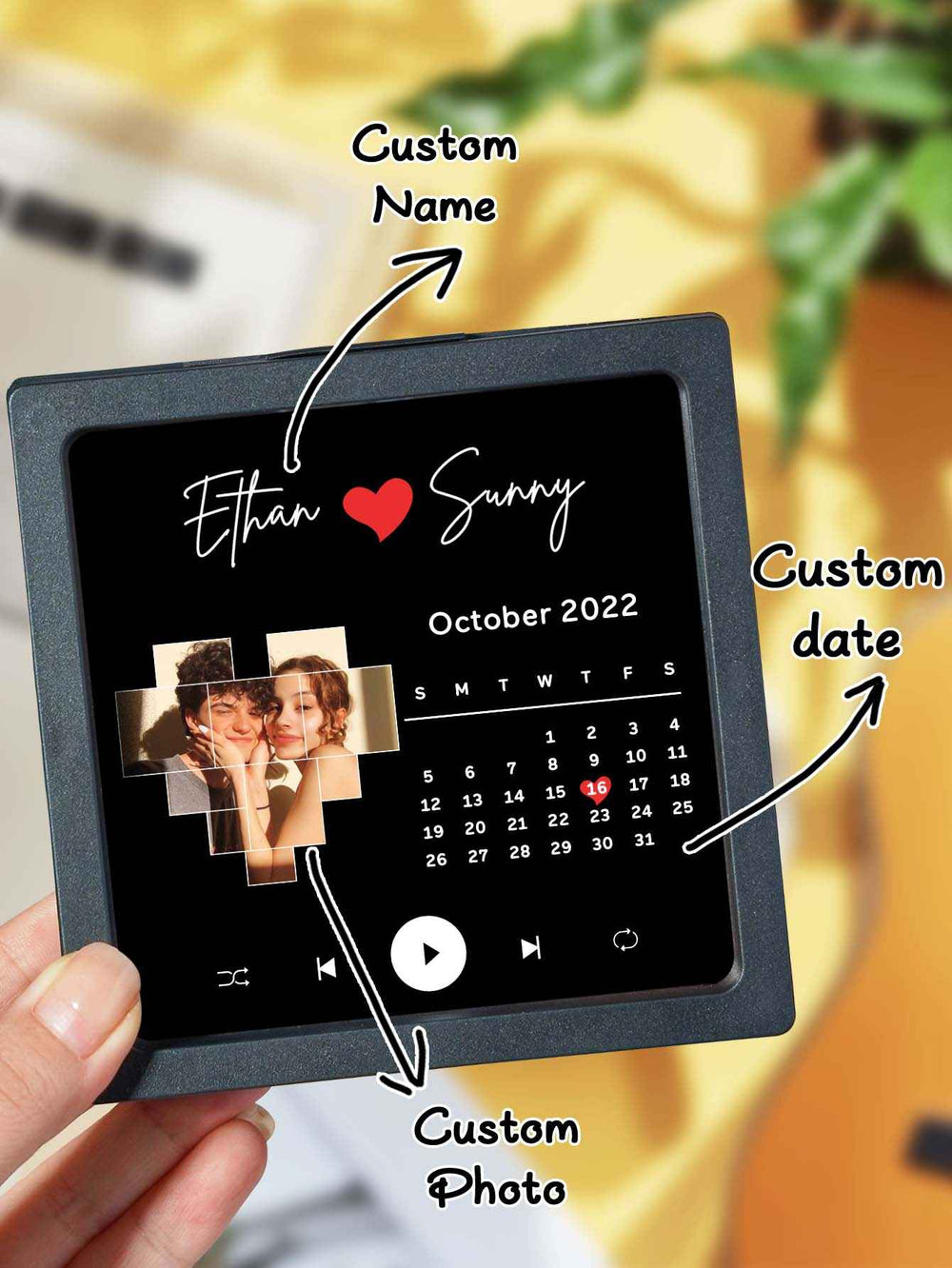 Personalized Name Photo Calendar and Music Fridge Magnet for Memorable Gifts