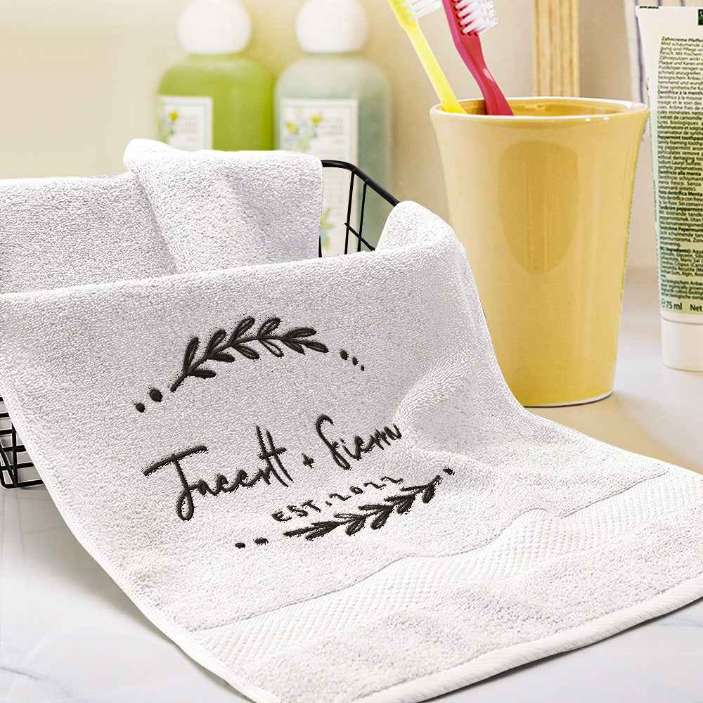 Personalized Name and Date Towel Custom Embroidered Towels for Anniversary