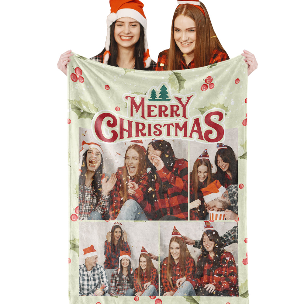 Personalised Christmas Photo Blanket - Custom Text & Image Throw