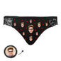 Front view of Personalised Face Underwear — Heart Lace women's panties with custom heart photo print on soft polyester, ideal romantic personalised gift