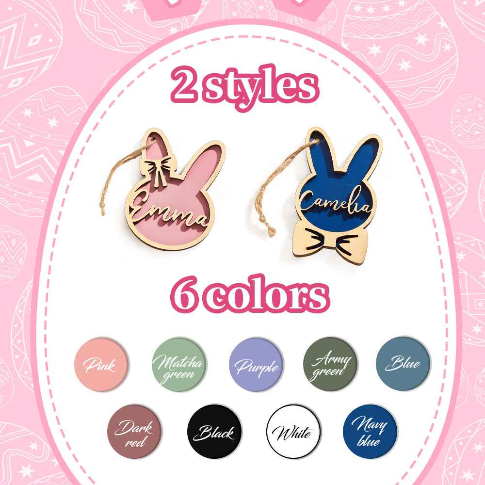 Personalized Rabbit Ornaments with Name Wooden Bunny Ornament Easter Gift for Kids