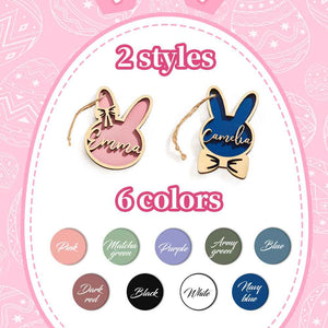 Personalized Rabbit Ornaments with Name Wooden Bunny Ornament Easter Gift for Kids