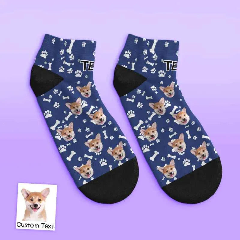 Custom Face Low Cut Ankle Socks with Dog Gift for Pet Lover