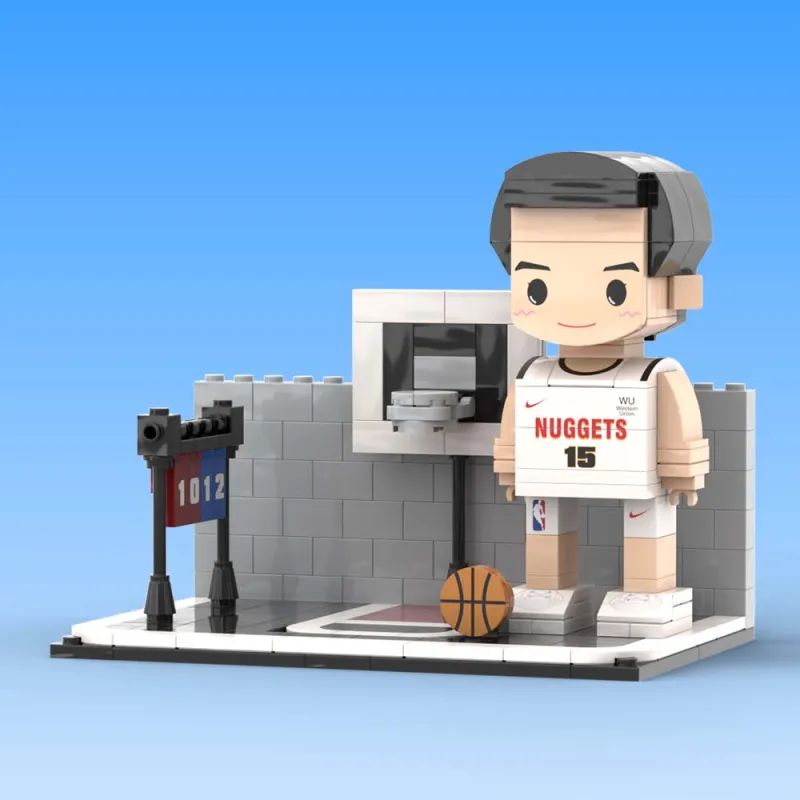 Different pose example of the personalised brick figure suitable for display.
